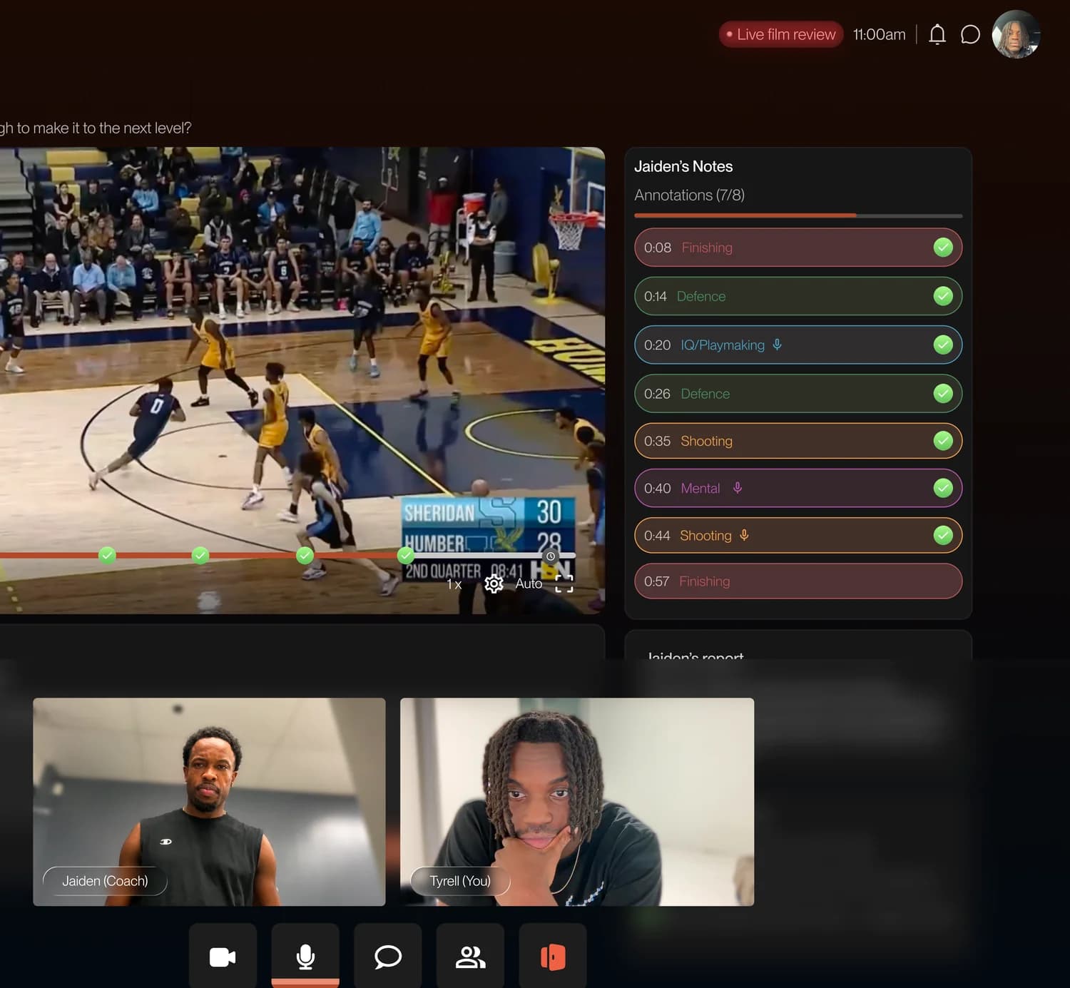 Annotated game film and a coaching call inside the Think Different Training app